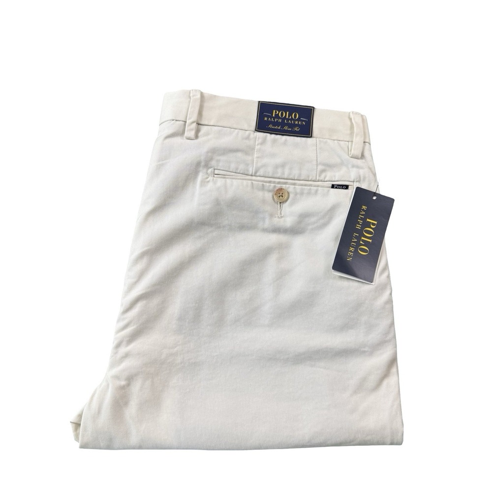 Polo Ralph Lauren Beige Stretch Slim Fit Mens Cotton Chino Pant Size 34X30 NWT